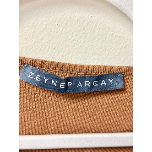 Zeynep Arcay Stretch-Knit Long Sleeve Sweetheart Neck Bodysuit Brown Women's 4 - Picture 5 of 6